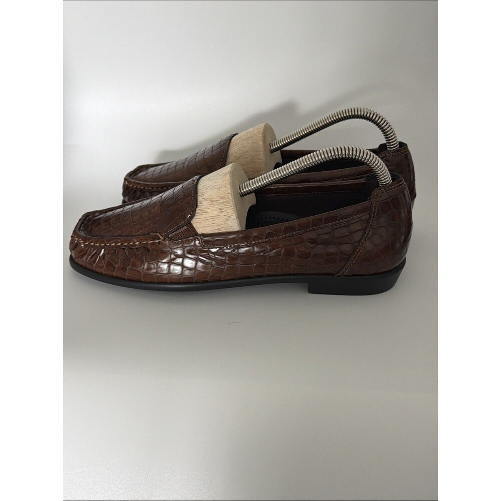 SAS Joy Slip On Loafers Croc Embossed Leather Womens Sz 8.5 M Brown Shoes NWOT - Picture 5 of 11